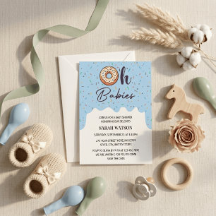 Oh Babies Sprinkle Doughnut Twins Baby Boy Shower Invitation