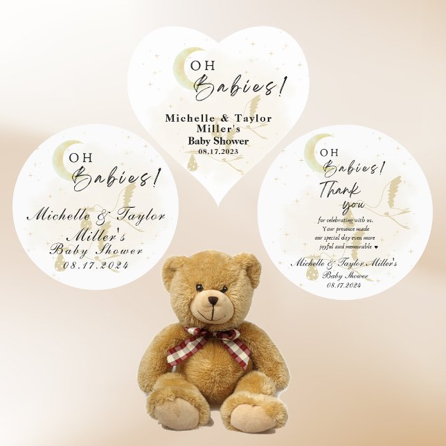 Oh Babies! Sticker Baby Shower Neutral Twin Storks (Creator Uploaded)