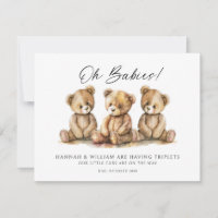 Oh Babies Triplets On The Way Watercolor Bear Cubs