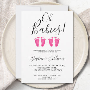 Oh Babies Twin Girls Baby Shower  Invitation