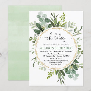 Oh babies twins gender neutral greenery eucalyptus invitation