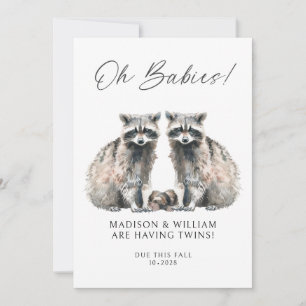Oh Babies Twins On The Way Cute Twin Raccoons Invitation