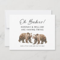 Oh Babies Twins On The Way Watercolor Bear Cubs