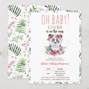 Oh Baby A Little Bear Is On The Way Panda Shower Invitation