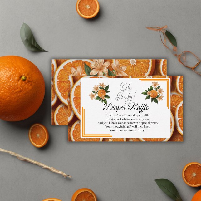 Oh Baby A Little Cutie Orange Citrus Baby Shower Enclosure Card (Creator Uploaded)