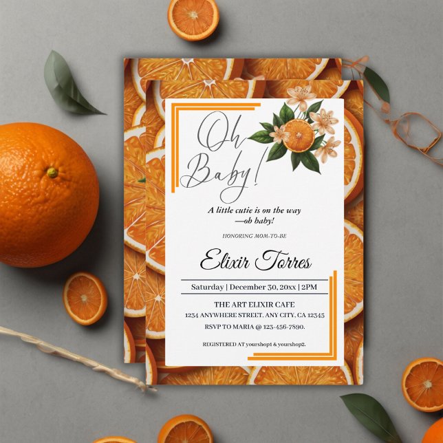 Oh Baby A Little Cutie Orange Citrus Baby Shower Invitation (Creator Uploaded)