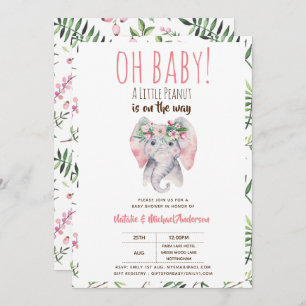 Oh Baby A Little Peanut Elephant Baby Shower Boho Invitation