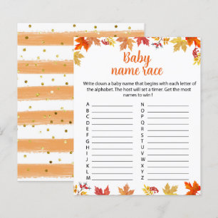 Oh Baby A little Pumpkin Baby Name Race game Sheet