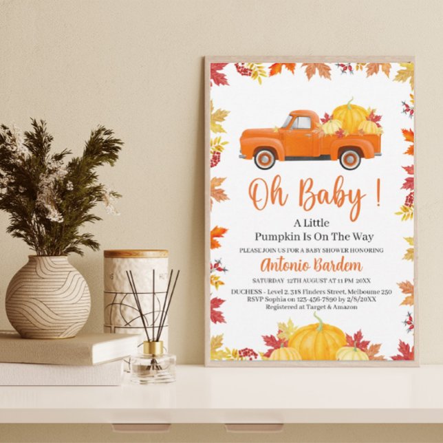 Oh Baby a Little Pumpkin Baby Shower Invitation (Creator Uploaded)