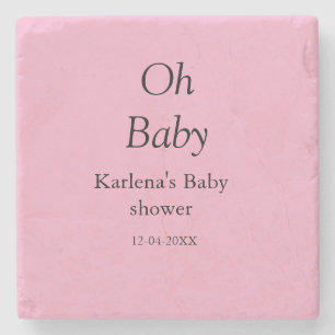 Oh baby add name baby shower date simple minimal t stone coaster