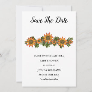 "Oh baby" Autumn Floral Baby Shower Save The Date