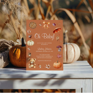 Oh Baby Autumn Terracotta Baby Shower Invitation
