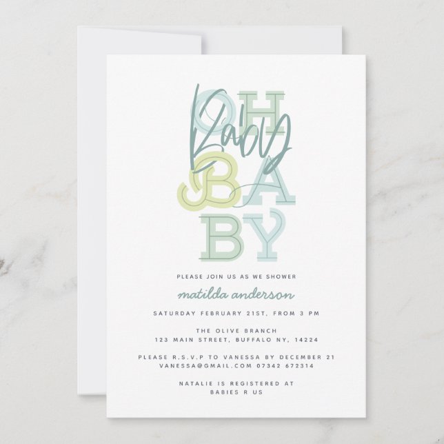 Oh baby baby modern baby shower party (Front)