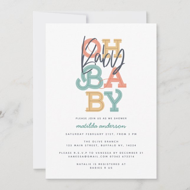 Oh baby baby modern baby shower party (Front)
