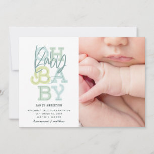 Oh baby baby modern photo birth announcement