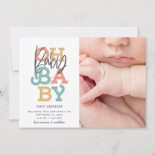 Oh baby baby modern photo birth announcement