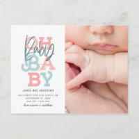 Oh baby baby modern photo birth announcement