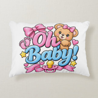 Oh Baby! Baby Shower Celebration Design Decorative Cushion