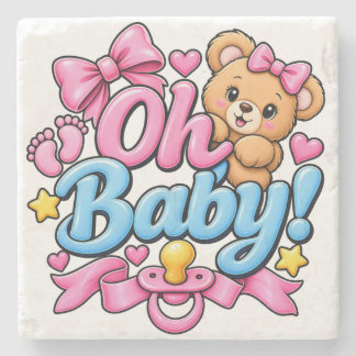 Oh Baby! Baby Shower Celebration Design Stone Coaster