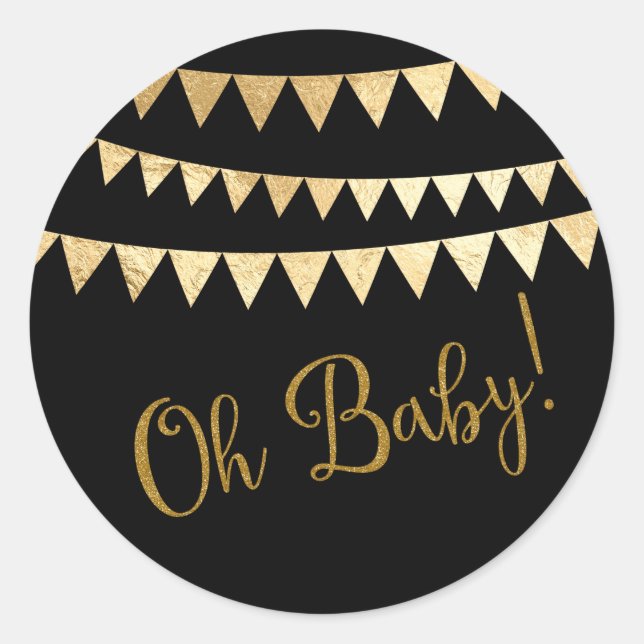 Oh Baby Baby Shower Classic Round Sticker (Front)