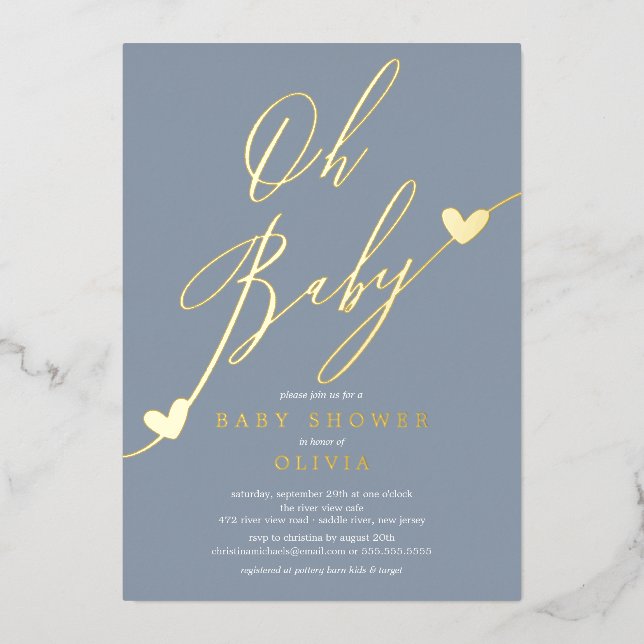 Oh Baby Baby Shower Foil Invitation (Front)