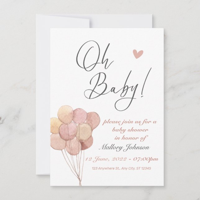 Oh Baby ,  Baby Shower Invitation  (Front)