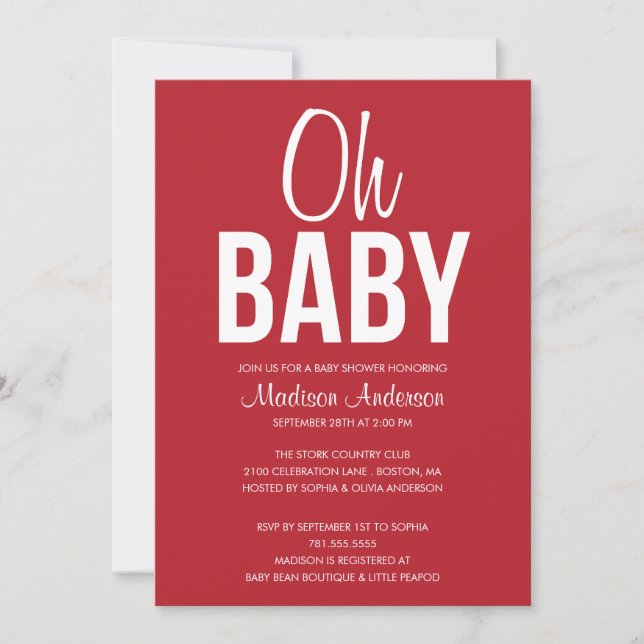 OH BABY! | BABY SHOWER INVITATIONS (Front)