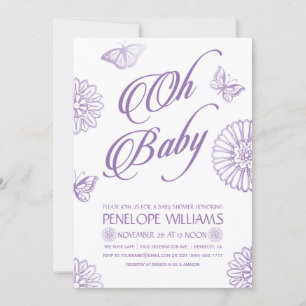 Oh Baby   Baby Shower Invitations   Purple