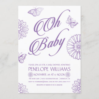 Oh Baby | Baby Shower Invitations | Purple