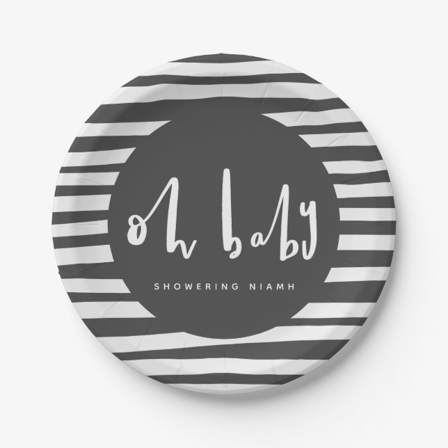 Oh Baby, baby shower Paper Plate (Front)