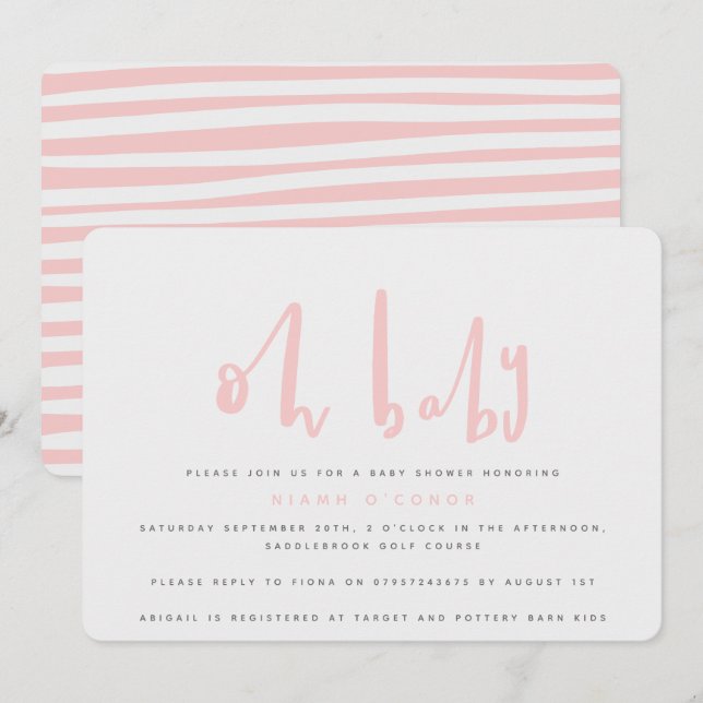 Oh baby, baby shower party invitation (Front/Back)