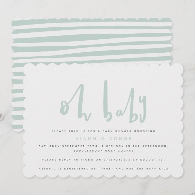 Oh baby, baby shower party invitation (Front/Back)