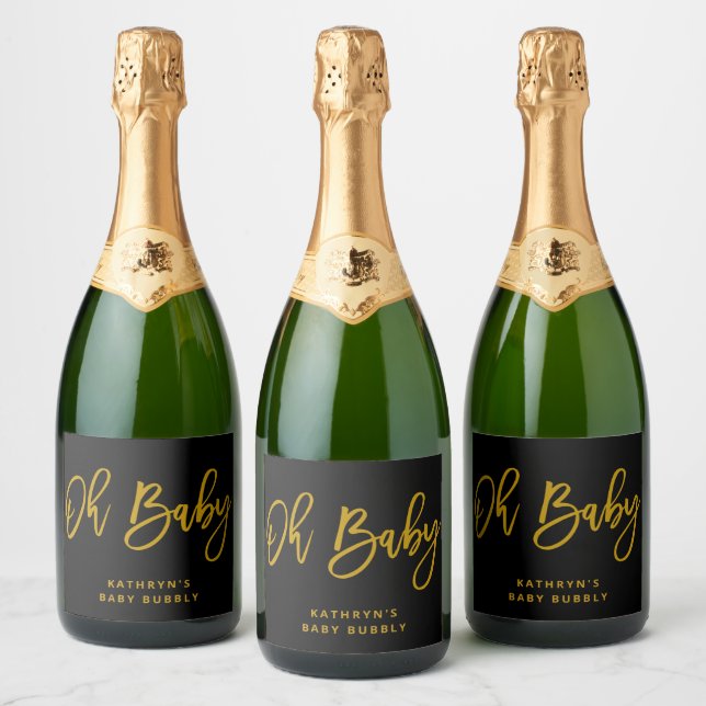 Oh Baby Baby Shower Sparkling Wine Bottle Label (Bottles)