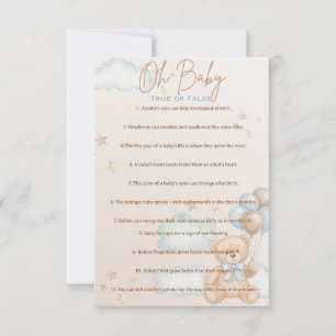 OH Baby, Baby Shower Trivia Game, True or False  Invitation