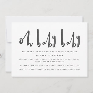 Oh baby baby twin baby shower invitation