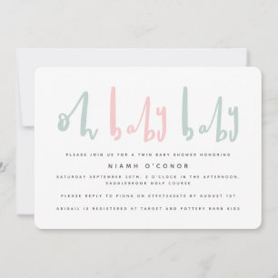 Oh baby baby twin baby shower invitation
