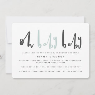 Oh baby baby twin baby shower invitation