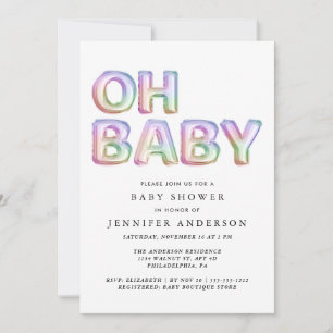 Oh Baby Balloons Shower Invitation