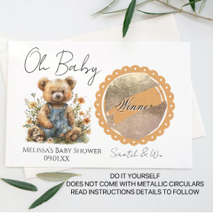 Oh Baby Bear Floral Baby Shower DIY Scratch Card