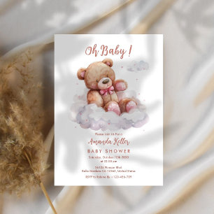 Oh Baby! Bear on Cloud Baby Shower Invitation