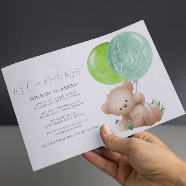 Oh Baby Bear & The Bee Baby Shower Invitation (Creator Uploaded)