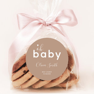Oh Baby Beige Classic Round Sticker