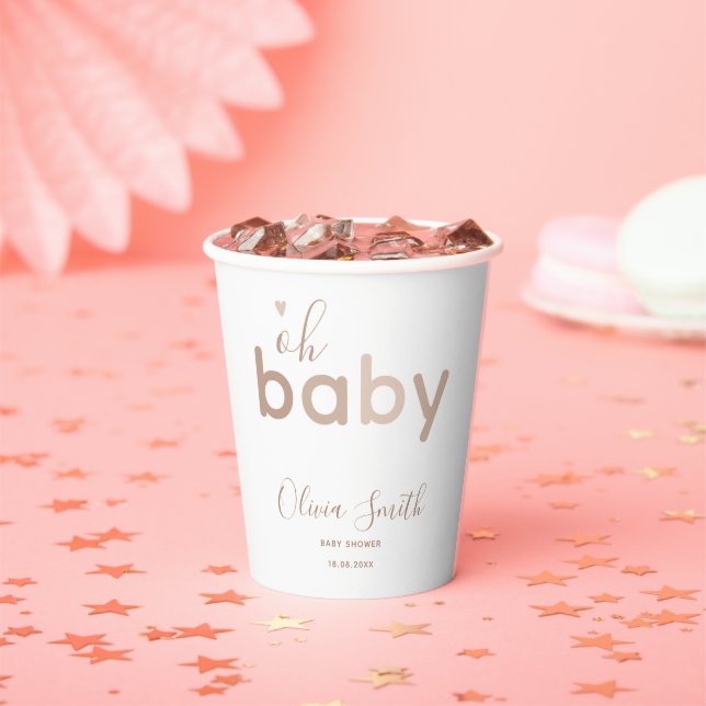 Oh Baby Beige Neutral Paper Cups (Insitu)