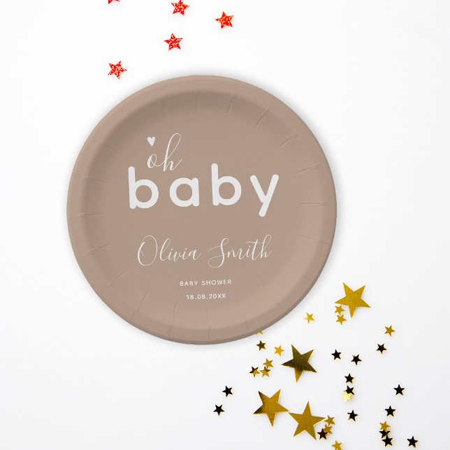 Oh Baby Beige Paper Plate (Creator Uploaded)