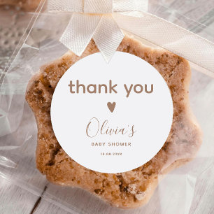 Oh Baby Beige Thank you Baby Shower Classic Round Sticker
