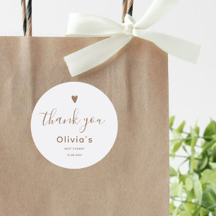 Oh Baby Beige Thank you Classic Round Sticker