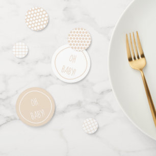 Oh Baby Beige White Baby Shower Patterns Confetti