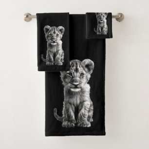 Oh Baby Big Cat Cub Gray Bath Towel Set