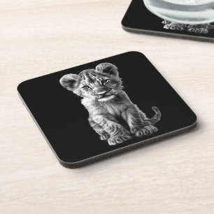 Oh Baby Big Cat Cub Gray Coaster