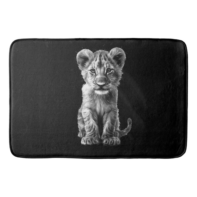 Oh Baby Big Cat Cub Grey Bath Mat (Front)
